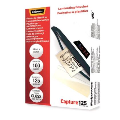 LAMINATOR POUCH GLOSSY CARD/125 100PCS 5306302 FELLOWES 5306302 077511530630