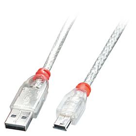 CABLE USB2 A TO MINI-B 2M/TRANSPARENT 41783 LINDY 41783 4002888417839