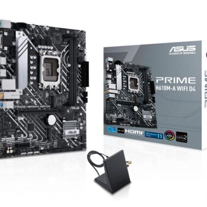 Mainboard ASUS Intel H610 LGA1700 Micro-ATX Memory DDR4 Memory slots 2 1xPCI-Express 3.0 1x 1xPCI-Express 4.0 16x 2xM.2 1x15pin D-sub 1xHDMI 1xDisplayPort 2xAudio-In 1xAudio-Out 4xUSB 2.0 2xUSB 3.2 2xPS/2 1xRJ45 2xRF-Out H610M-AWIFID4 PRIMEH610M-AWIFID4 4711081758211