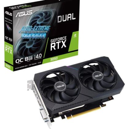 Graphics Card ASUS NVIDIA GeForce RTX 3050 8 GB GDDR6 128 bit PCIE 4.0 16x Dual Slot Fansink 1xDVI-D 1xHDMI 1xDisplayPort DUAL-RTX3050-O8G-V2 DUAL-RTX3050-O8G-V2 4711081772453