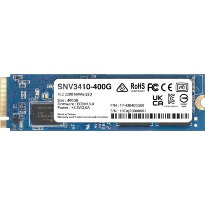 SSD SYNOLOGY SNV3400 400GB M.2 PCIE NVMe Write speed 750 MBytes/sec Read speed 3000 MBytes/sec TBW 491 TB MTBF 1800000 hours SNV3410-400G SNV3410-400G 4711174724598