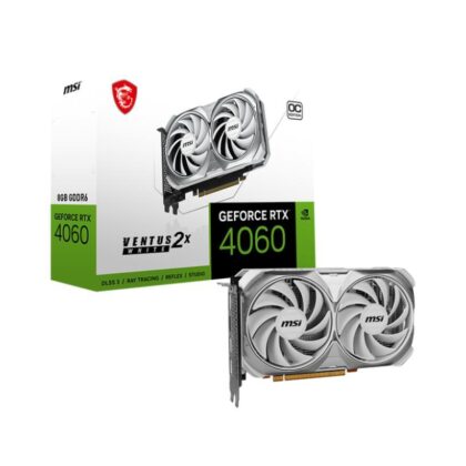 Graphics Card MSI NVIDIA GeForce RTX 4060 8 GB GDDR6 128 bit PCIE 4.0 8x Dual Slot Fansink 1xHDMI 3xDisplayPort RTX4060VEN2XWHITE8GOC RTX4060VEN2XWHITE8GOC 4711377129480