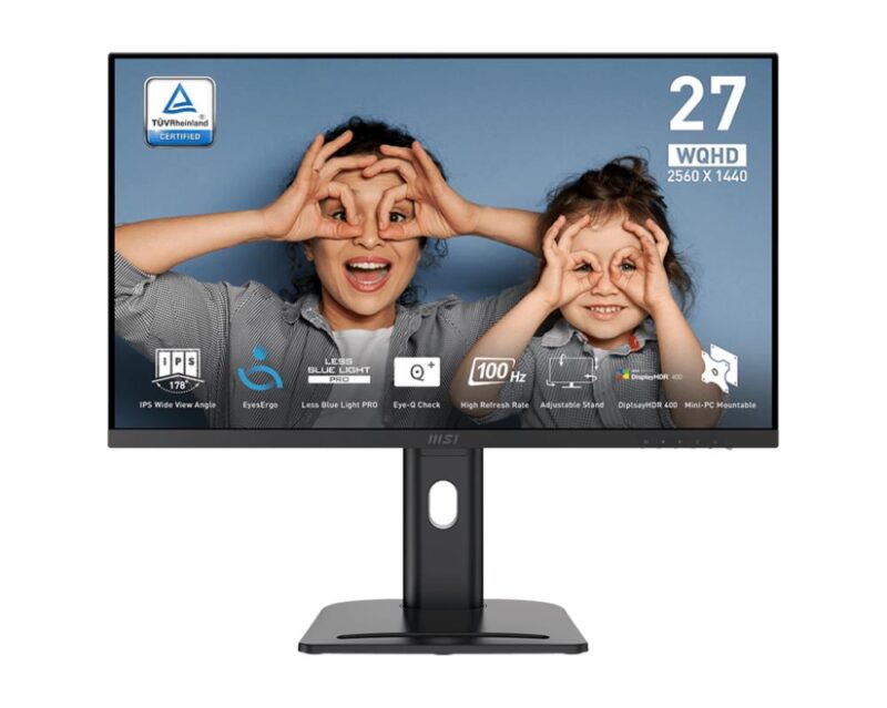 LCD Monitor MSI PRO MP273QP E2 27" Business Panel IPS 2560x1440 16:9 100Hz Matte 1 ms Speakers Swivel Pivot Height adjustable Tilt Colour Black PROMP273QPE2 PRO MP273QP E2 4711377170062