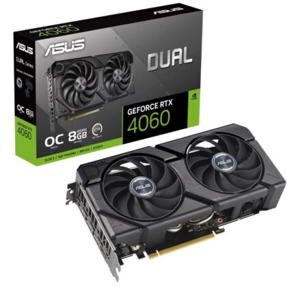 Graphics Card ASUS NVIDIA GeForce RTX 4060 8 GB GDDR6 128 bit PCIE 4.0 16x Dual Slot Fansink 1xHDMI 3xDisplayPort DUAL-RTX4060-O8G-EVO DUAL-RTX4060-O8G-EVO 4711387473184