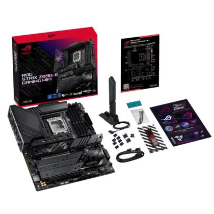 Mainboard ASUS Intel Z890 LGA1851 ATX Memory DDR5 Memory slots 4 1xPCI-Express 4.0 16x 1xPCI-Express 5.0 16x 7xM.2 1xHDMI 1xDisplayPort 1xAudio-In 1xAudio-Out 3xUSB 3.0 7xUSB 3.1 2xUSB-C 2xUSB-C w/Thunderbolt 1xOptical S/PDIF 1xRJ45 ROGSTRIXZ890-EGAMWIFI ROG STRIX Z890-E GAMING WIFI 4711387756133