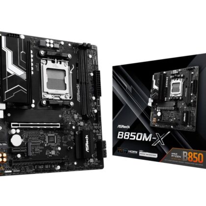 Mainboard ASROCK AMD B850 SAM5 Micro-ATX Memory DDR5 Memory slots 2 1xPCI-Express 4.0 1x 2xPCI-Express 4.0 16x 1xM.2 1xHDMI 1xDisplayPort 1xAudio-In 1xAudio-Out 1xMicrophone 2xUSB 2.0 3xUSB 3.2 1xUSB-C 1xRJ45 B850M-X B850M-X 4711581490109