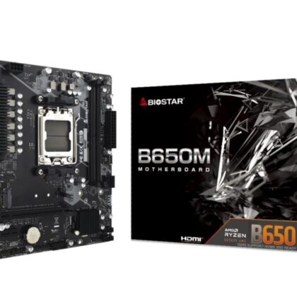 Mainboard BIOSTAR AMD B650 SAM5 Micro-ATX Memory DDR5 Memory slots 2 1xPCI-Express 3.0 1x 1xPCI-Express 4.0 16x 1xM.2 1xHDMI 1xDisplayPort 2xUSB 2.0 4xUSB 3.2 1xRJ45 3xAudio port B650MT B650MT 4712960687622