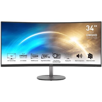 LCD Monitor MSI PRO MP341CQ 34" Business/Curved/21 : 9 Panel VA 3440x1440 21:9 100Hz Matte 4 ms Speakers Tilt PROMP341CQ PRO MP341CQ 4719072960964