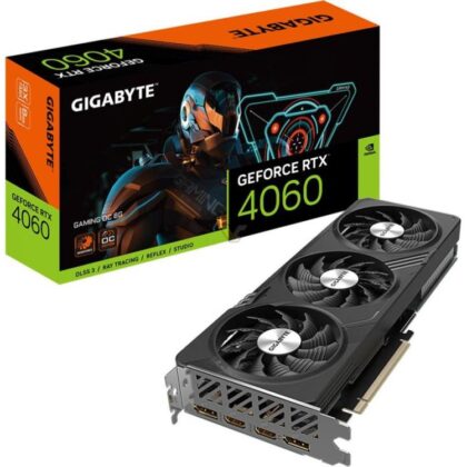 Graphics Card GIGABYTE NVIDIA GeForce RTX 4060 8 GB GDDR6 128 bit PCIE 4.0 16x Dual Slot Fansink 2xHDMI 2xDisplayPort GV-N4060GAMINGOC-8GD GV-N4060GAMINGOC-8GD 4719331313692