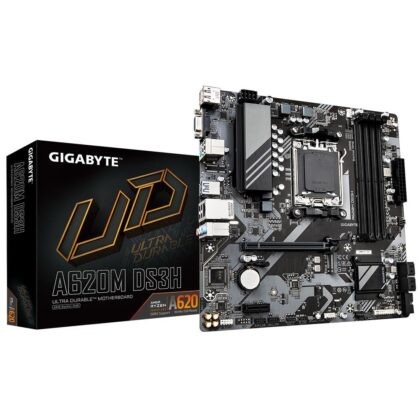 Mainboard GIGABYTE AMD A620 SAM5 Micro-ATX Memory DDR5 Memory slots 4 1xPCI-Express 4x 1xPCI-Express 3.0 1x 1xM.2 1x15pin D-sub 1xHDMI 1xDisplayPort 4xUSB 2.0 1xUSB 3.2 1xUSB-C 1xPS/2 1xRJ45 3xAudio port A620MDS3H1.1 A620M DS3H 1.1 4719331855567