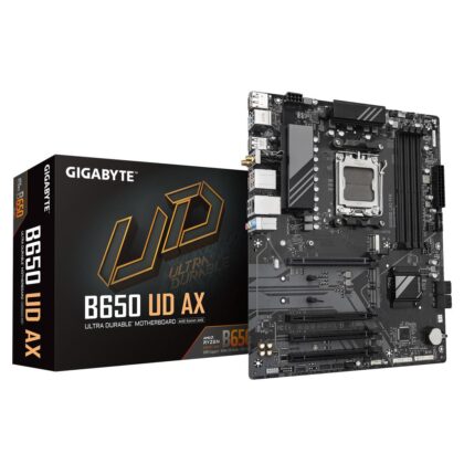 Mainboard GIGABYTE AMD B650 SAM5 ATX Memory DDR5 Memory slots 4 1xPCI-Express 16x 3xPCI-Express 3.0 16x 3xM.2 1xHDMI 1xDisplayPort 6xUSB 2.0 2xUSB 3.2 1xUSB-C 1xRJ45 3xAudio port B650UDAX1.0Y1 B650UDAX1.0Y1 4719331863944