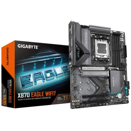 Mainboard GIGABYTE AMD X870 SAM5 ATX Memory DDR5 Memory slots 4 2xPCI-Express 3.0 1x 1xPCI-Express 5.0 16x 3xM.2 1xHDMI 4xUSB 2.0 4xUSB 3.2 2xUSB-C 1xRJ45 3xAudio port X870EAGLEWIFI7 X870 EAGLE WIFI7 4719331864996