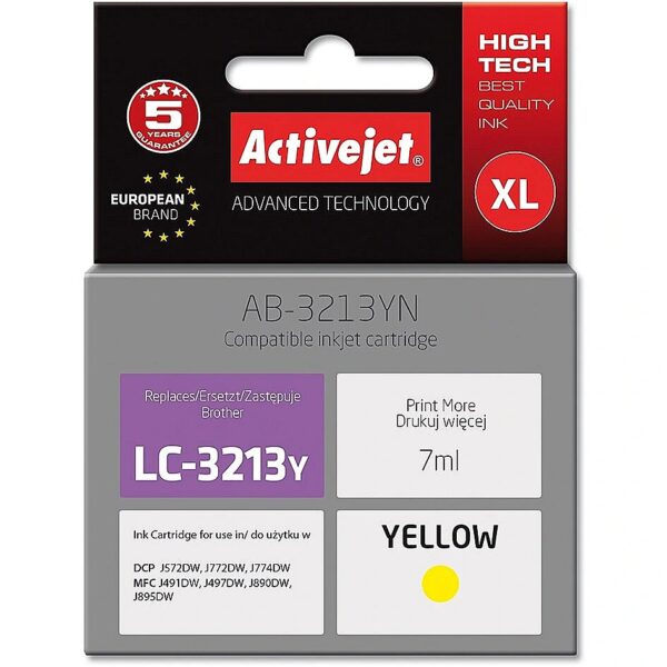 ActiveJet AB-3213YN Ink cartridge (replacement for Brother LC3213Y; Supreme; 7 ml; yellow) AB-3213YN 5901443119081