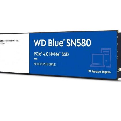 SSD WESTERN DIGITAL Blue SN580 500GB M.2 PCIe Gen4 NVMe TLC Write speed 3600 MBytes/sec Read speed 4000 MBytes/sec 2.38mm TBW 300 TB MTBF 1500000 hours WDS500G3B0E WDS500G3B0E 718037887319