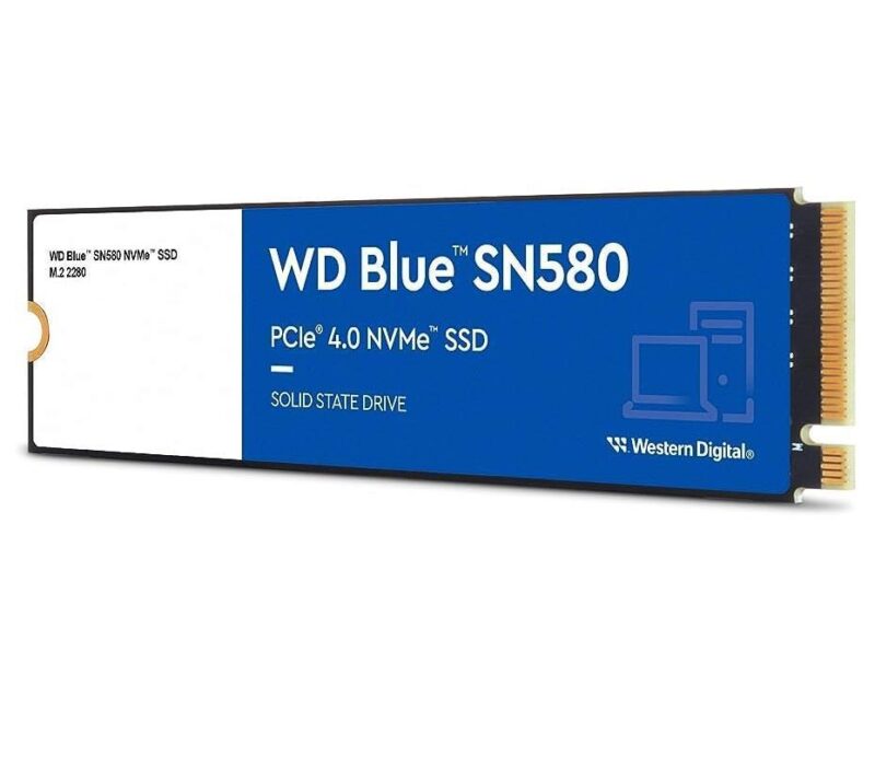 SSD WESTERN DIGITAL Blue SN580 250GB M.2 PCIe Gen4 NVMe TLC Write speed 2000 MBytes/sec Read speed 4000 MBytes/sec 2.38mm TBW 150 TB MTBF 1500000 hours WDS250G3B0E WDS250G3B0E 718037902456