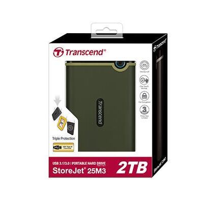 External HDD TRANSCEND StoreJet 2TB USB 3.0 Colour Green TS2TSJ25M3G TS2TSJ25M3G 760557840701