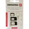 Swissten SIM Card Adapter Kit + Needle Black SWIS-NANO-SIM-BL 8595217443563