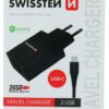 Swissten Smart IC Travel Charger 2x USB 2.1А with USB-C Cable 120 cm Black SW-DET-2.1AWCUC-BK 8595217464414