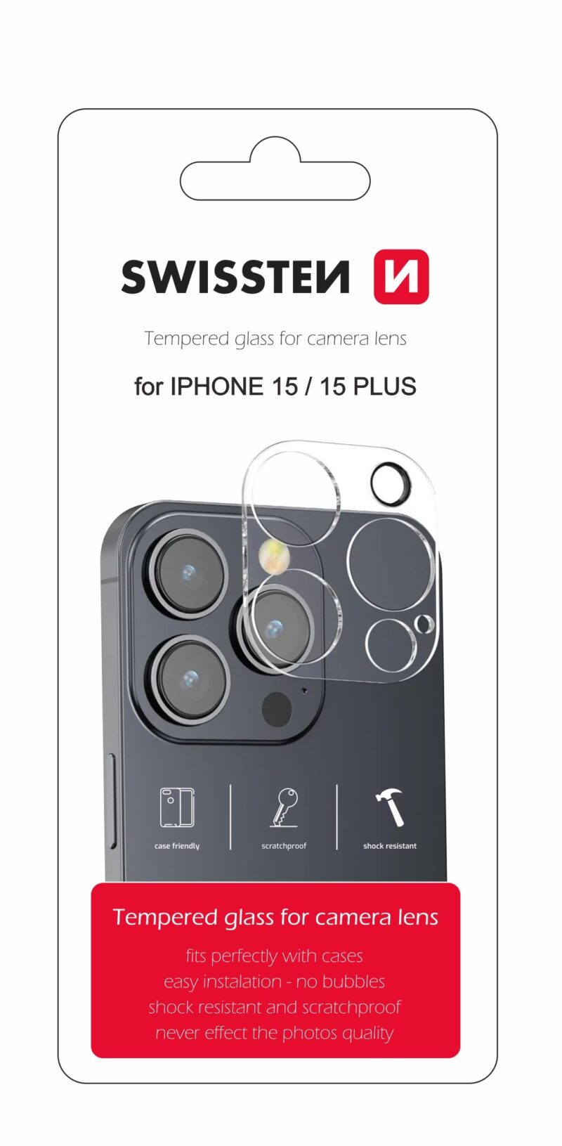 Swissten Tempered Glass For Camera Lens For Apple iPhone 15 / iPhone 15 Plus 94500109 8595217486706