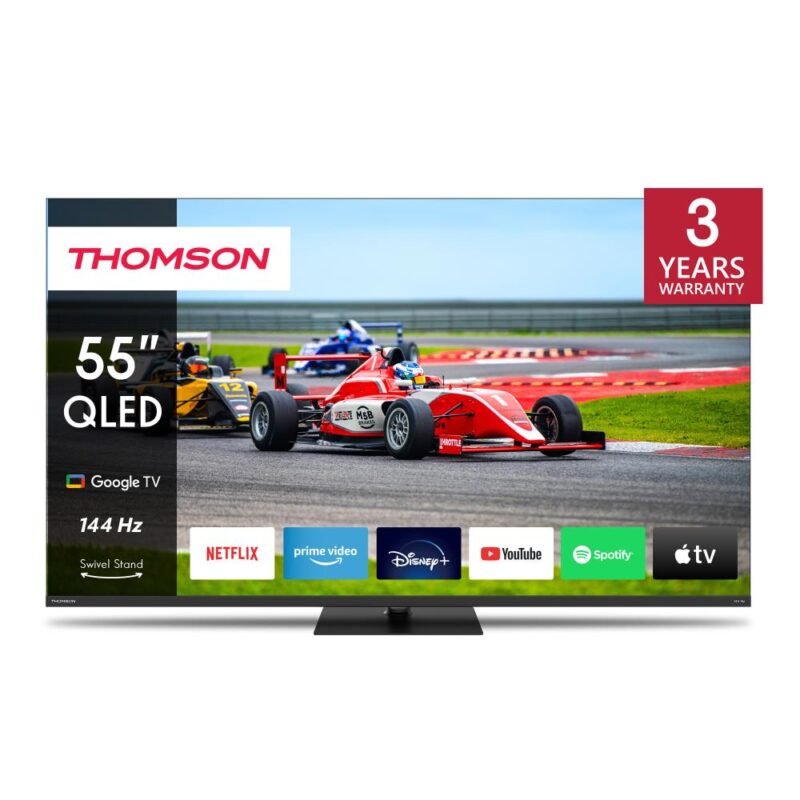 TV Set THOMSON 55" 4K/Smart QLED 3840x2160 Wireless LAN Bluetooth Google TV Black 55QG7C14 55QG7C14 9120106662399