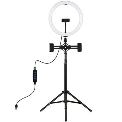 LED Ring Lamp 30cm with Desktop Tripod Mount Up to 165cm and 3 Phone Clamps