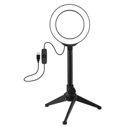 LED Ring Lamp 12cm with Desktop Tripod Mount up to 21.8cm