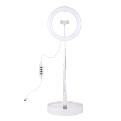 LED Ring Lamp 26cm with Folding Desktop Holder up to 138cm