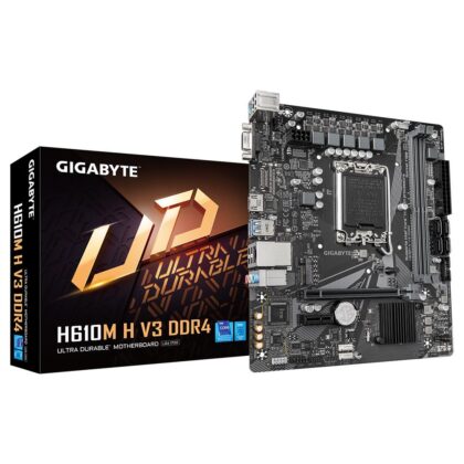Mainboard GIGABYTE Intel H610 LGA1700 Micro-ATX Memory DDR4 Memory slots 2 1xPCI-Express 3.0 1x 1xPCI-Express 4.0 16x 1xM.2 1x15pin D-sub 1xHDMI 4xUSB 2.0 2xUSB 3.2 1xPS/2 1xRJ45 3xAudio port H610MHV3DDR4 H610M H V3 DDR4 4719331859718