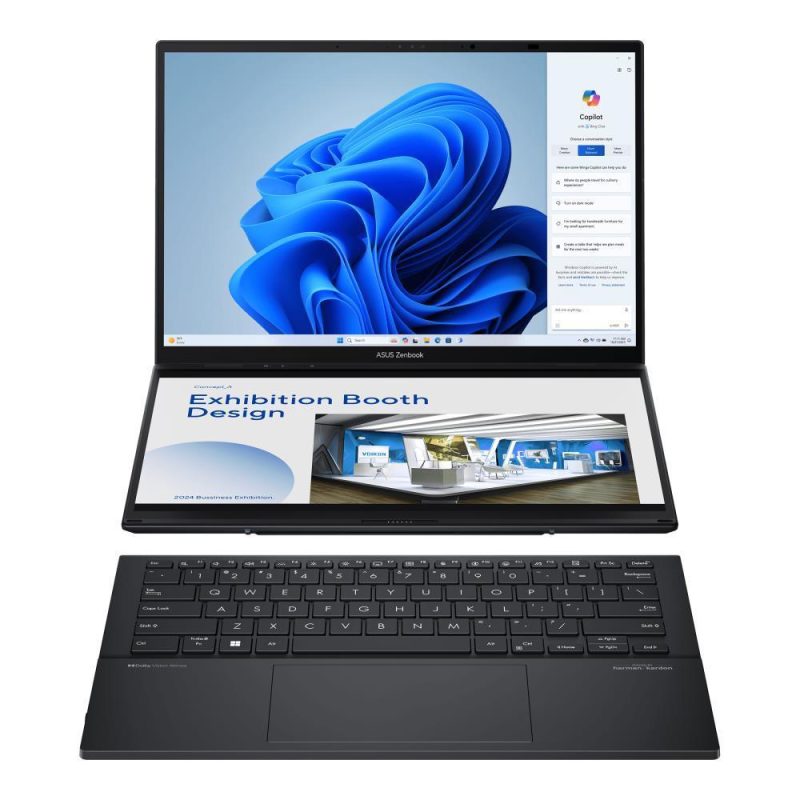 Notebook ASUS ZenBook Series DUO UX8406CA-PZ009W CPU Core Ultra U9-285H 2900 MHz 14" Touchscreen 2880x1800 RAM 32GB LPDDR5x SSD 2TB Intel Arc Graphics Integrated ENG Windows 11 Home Grey 1.65 kg 90NB14X1-M00820 90NB14X1-M00820 197105823570