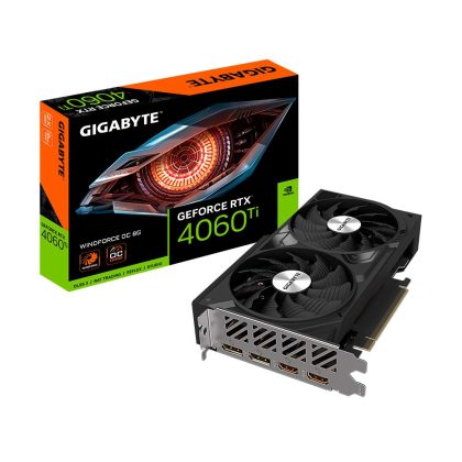 Graphics Card GIGABYTE NVIDIA GeForce RTX 4060 Ti 8 GB GDDR6 128 bit PCIE 4.0 16x GPU 2550 MHz 2xHDMI 2xDisplayPort GV-N406TWF2OC-8GD GV-N406TWF2OC-8GD 4719331313739